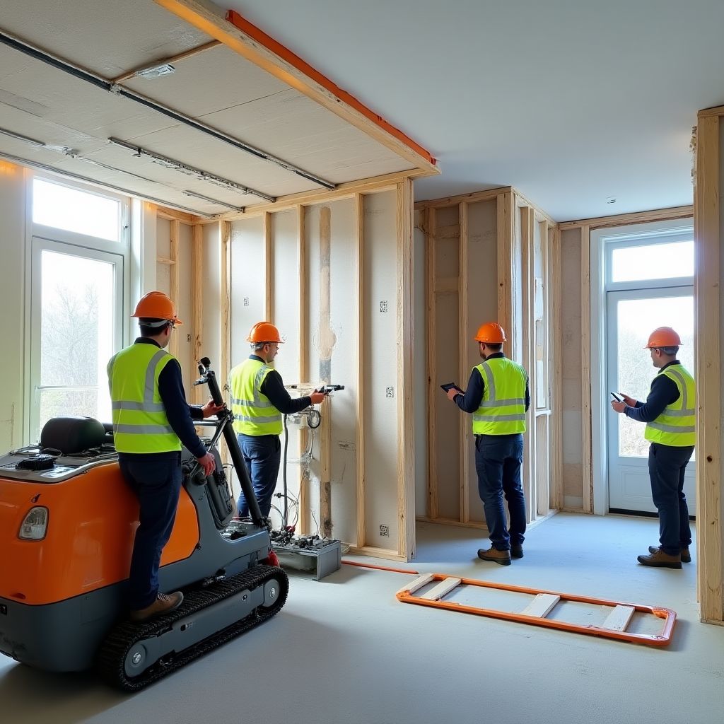 Équipe d'EcoIsolation au travail sur un chantier d'isolation